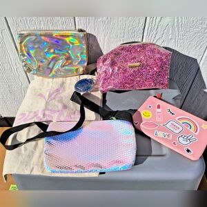 4 SPARKLY GLITTERY Cosmetic Bags: IPSY, GLITZ & GLAM NWT